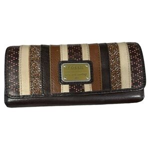 Fossil- Brown Multi Striped Leather Wallet